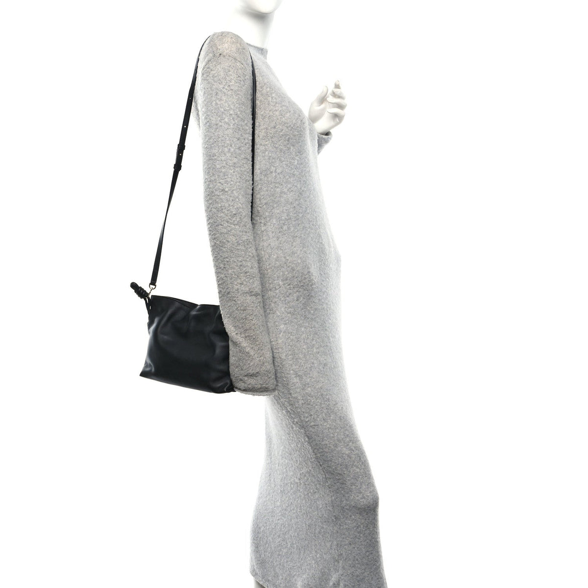 Calfskin Mini Flamenco Knot Clutch Black