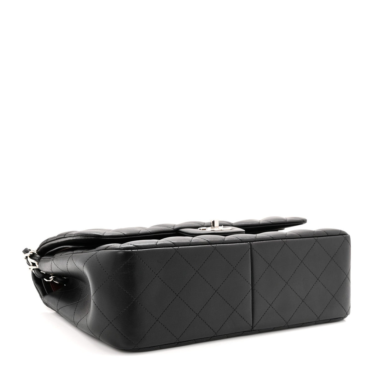 Lambskin Quilted Jumbo Double Flap Black