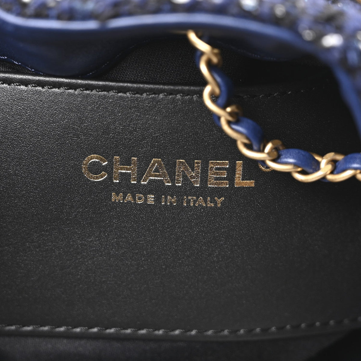 Tweed Quilted Small Chanel 25 Handbag Blue