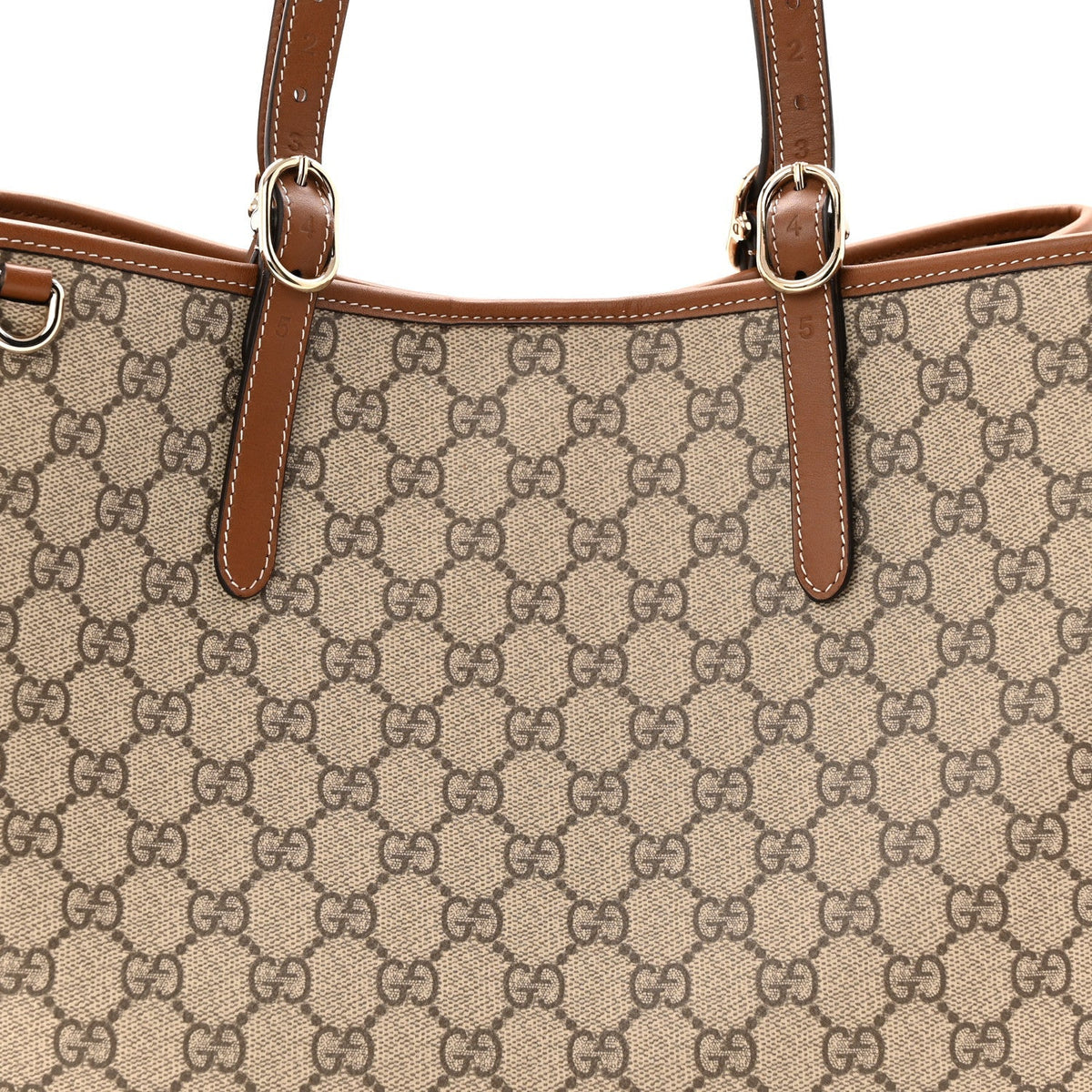 GG Supreme Monogram Emblem Large Tote Bag Beige Dark Brown