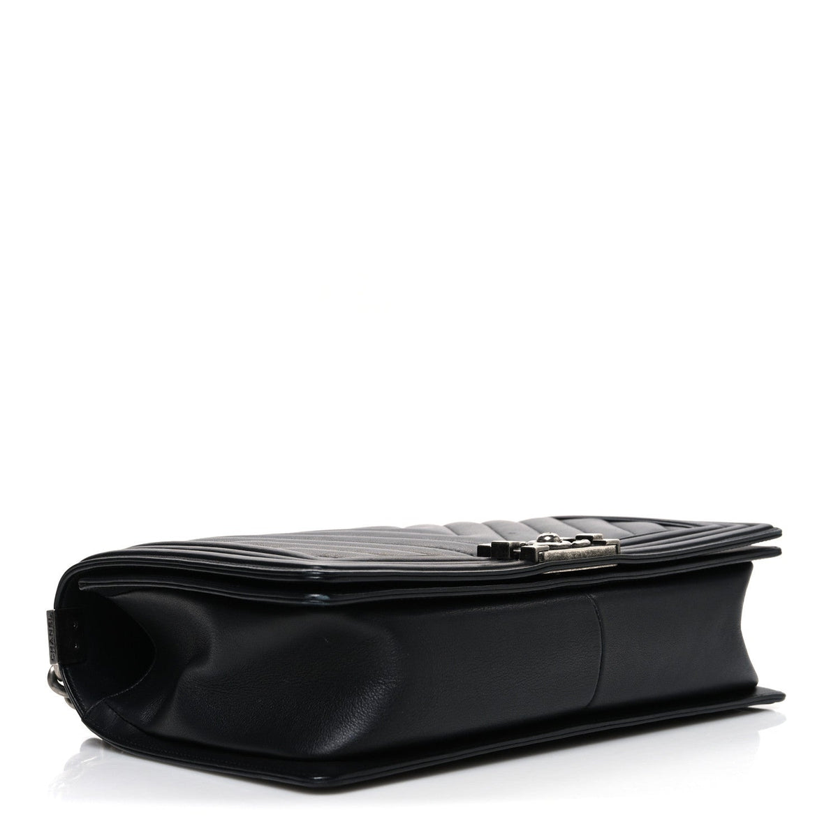 Lambskin Chevron Quilted New Medium Boy Flap Black