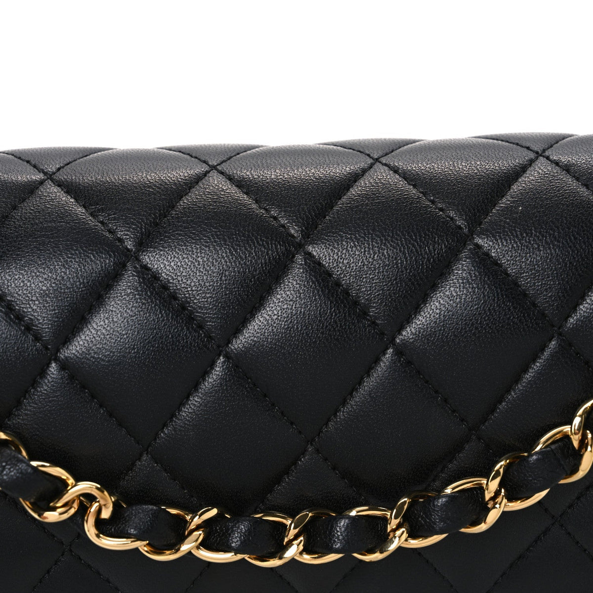 Lambskin Quilted Small Double Flap Black