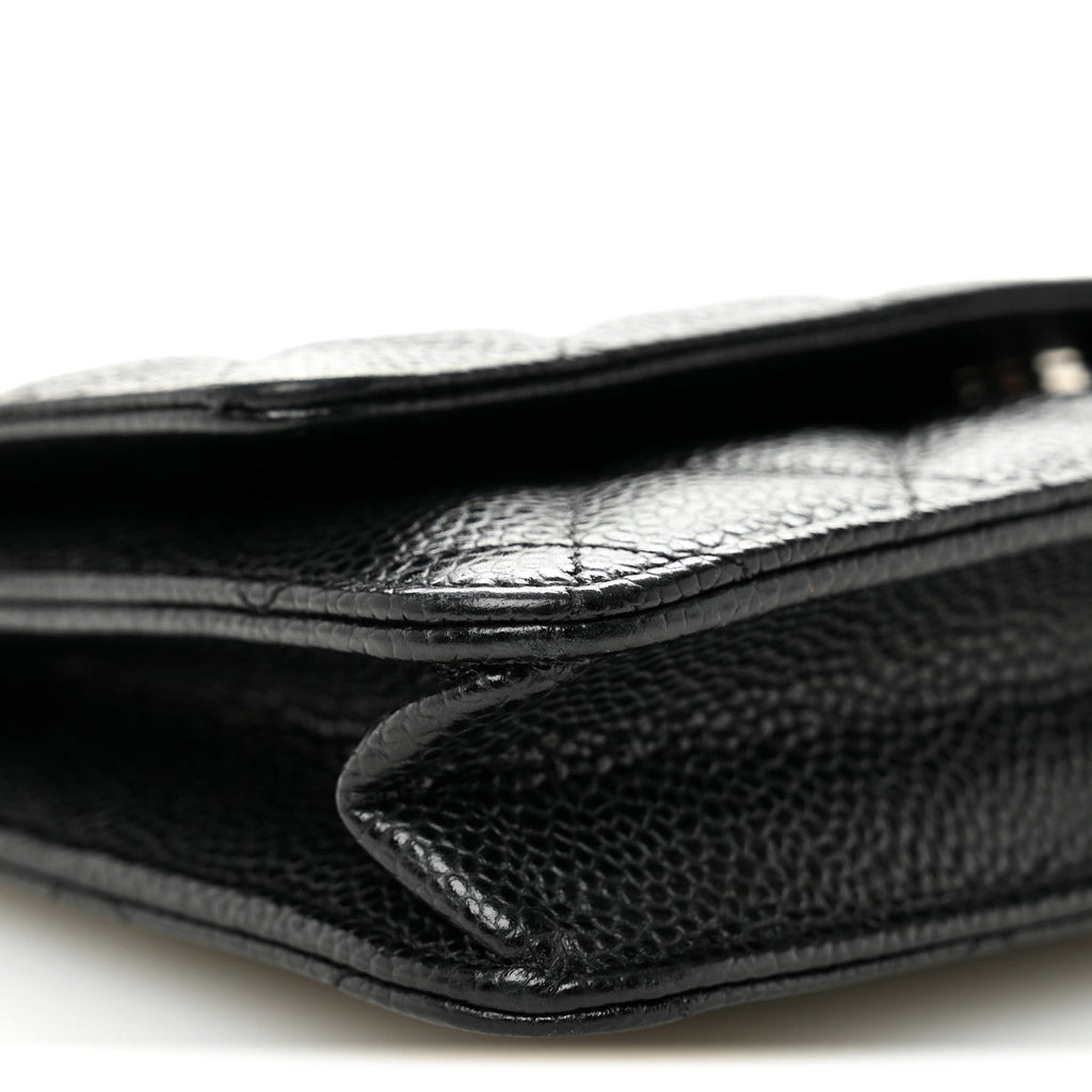 Caviar Quilted Wallet on Chain WOC Black