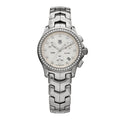 Stainless Steel Diamond Bezel Mother of Pearl 33mm Link Lady Quartz Watch CJF1314