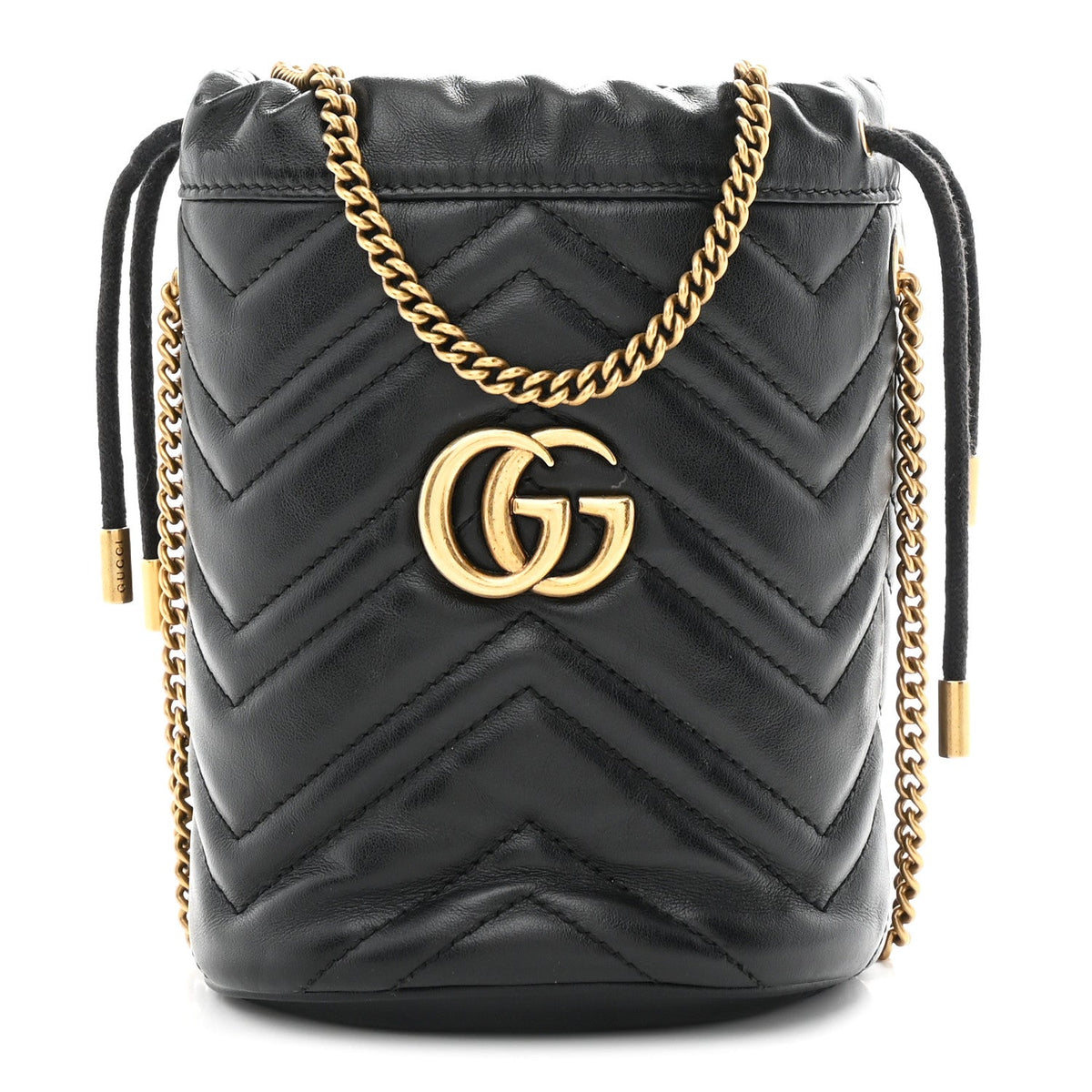 Calfskin Matelasse Mini GG Marmont 2.0 Bucket Bag Black