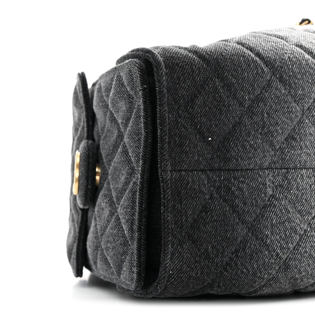 Washed Denim Quilted Small Chanel 25 Handbag Black