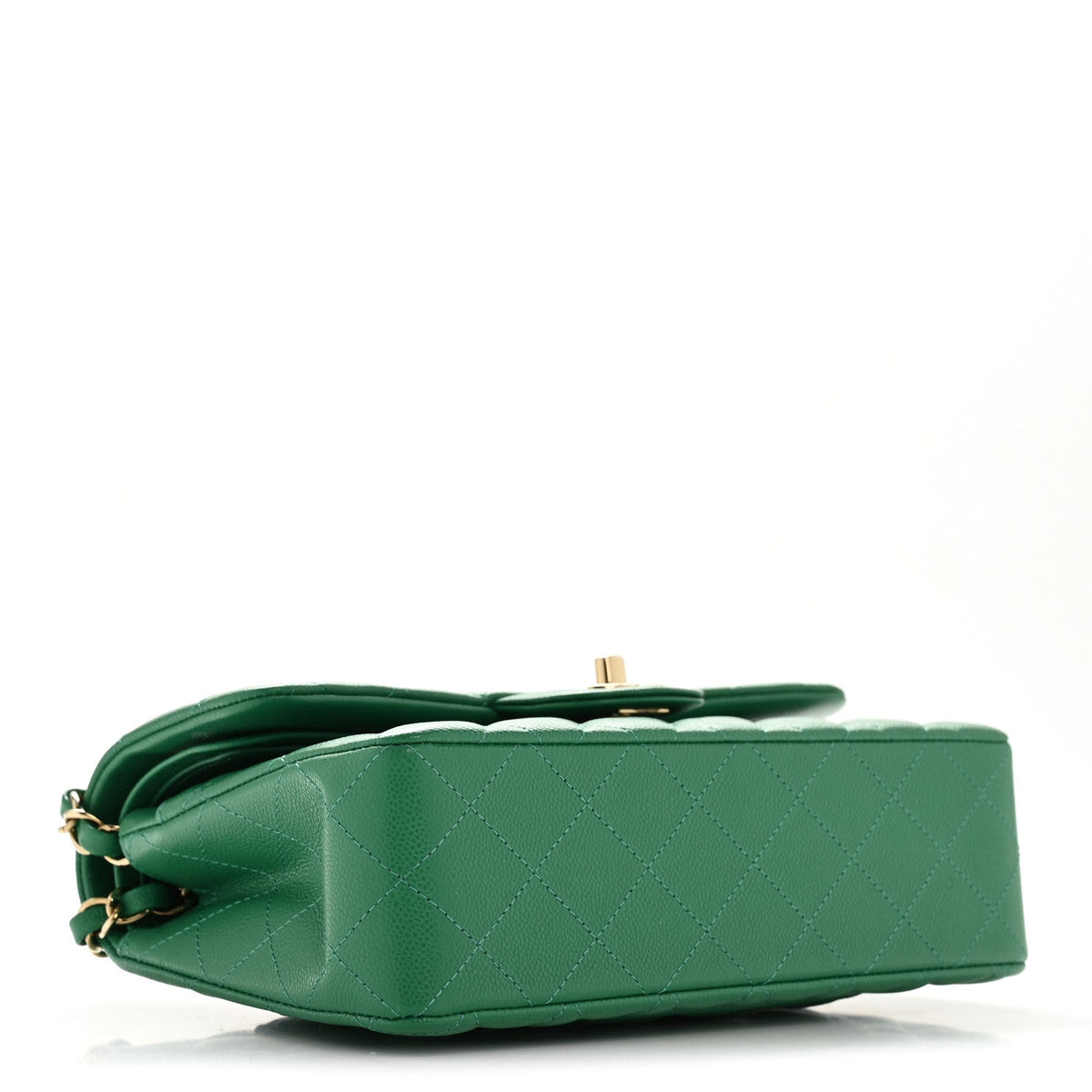 Caviar Quilted Small Double Flap Green
