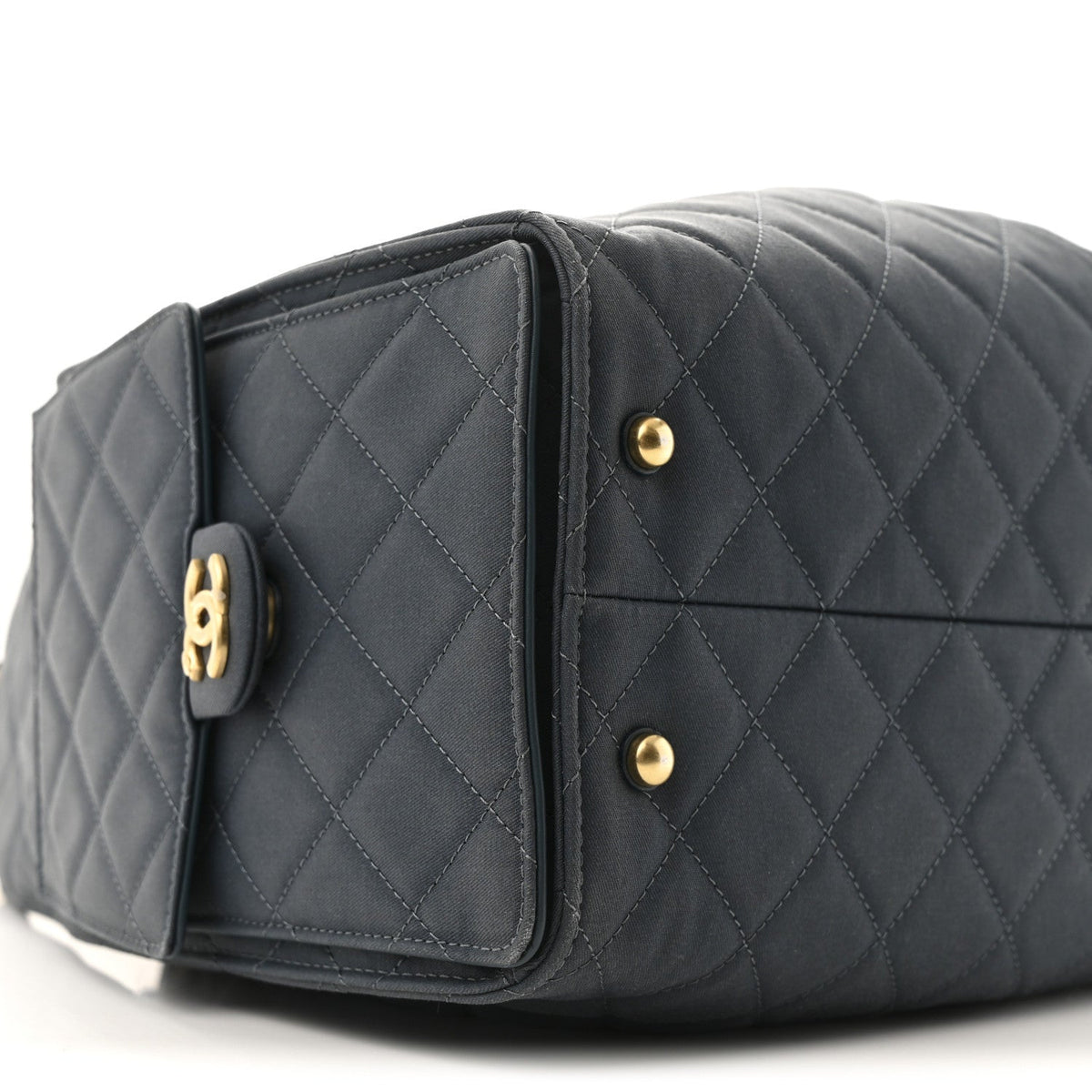 Canvas Quilted Medium Chanel 25 Handbag Dark Blue