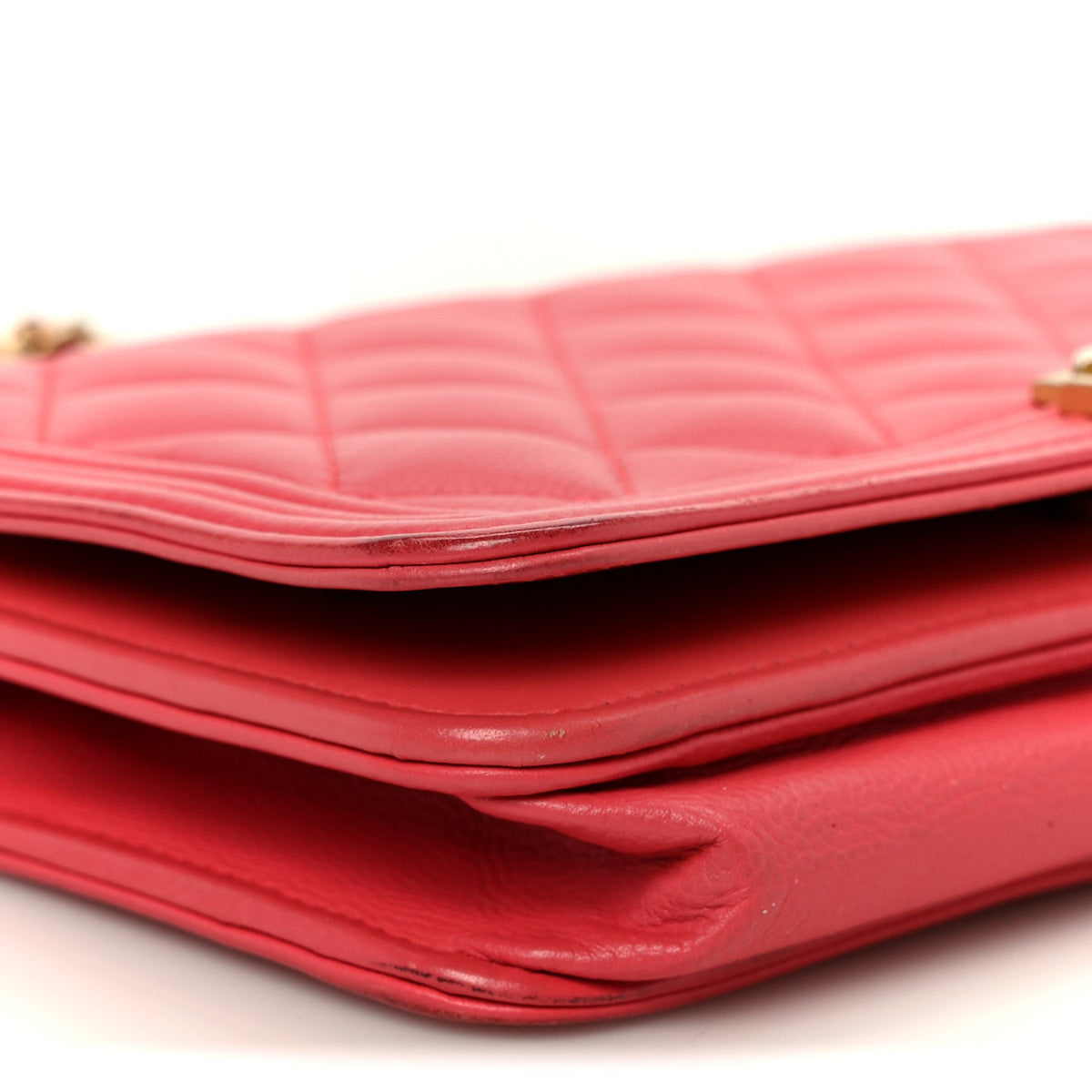 Caviar Quilted Boy Wallet On Chain WOC Dark Pink