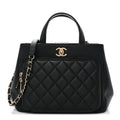 Caviar Quilted Small Business Affinity Shopping Bag Black