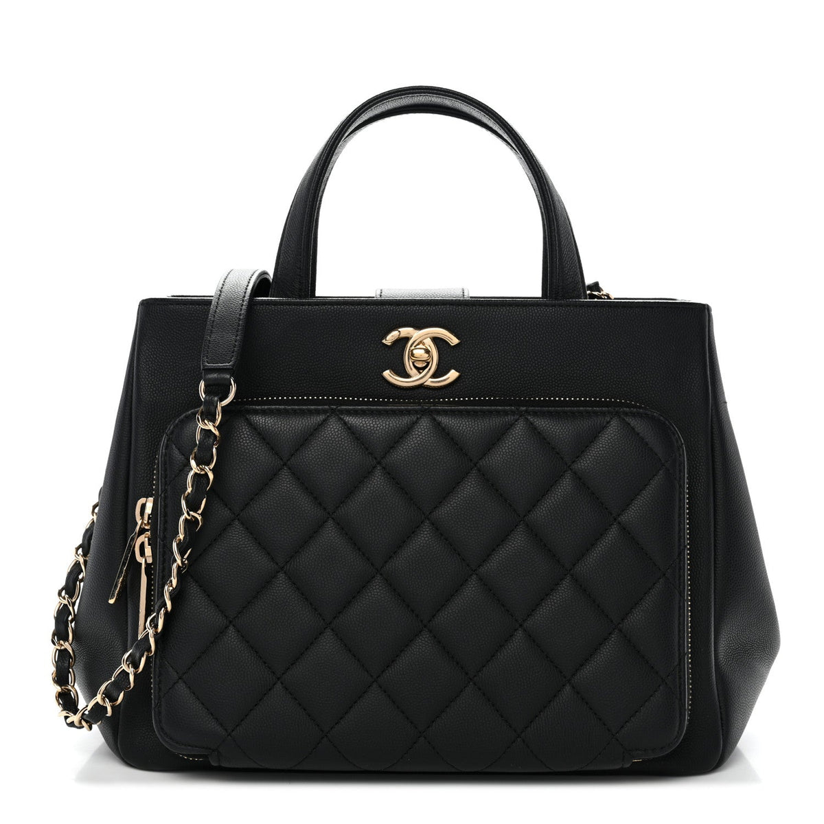Caviar Quilted Small Business Affinity Shopping Bag Black