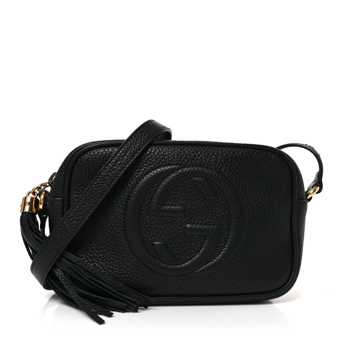 Pebbled Calfskin Small Soho Disco Bag Black