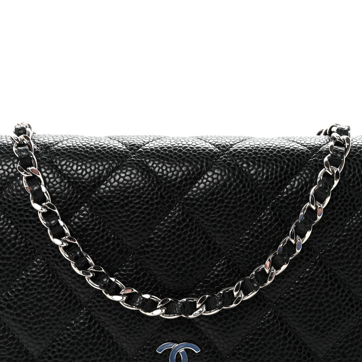 Caviar Quilted Wallet on Chain WOC Black