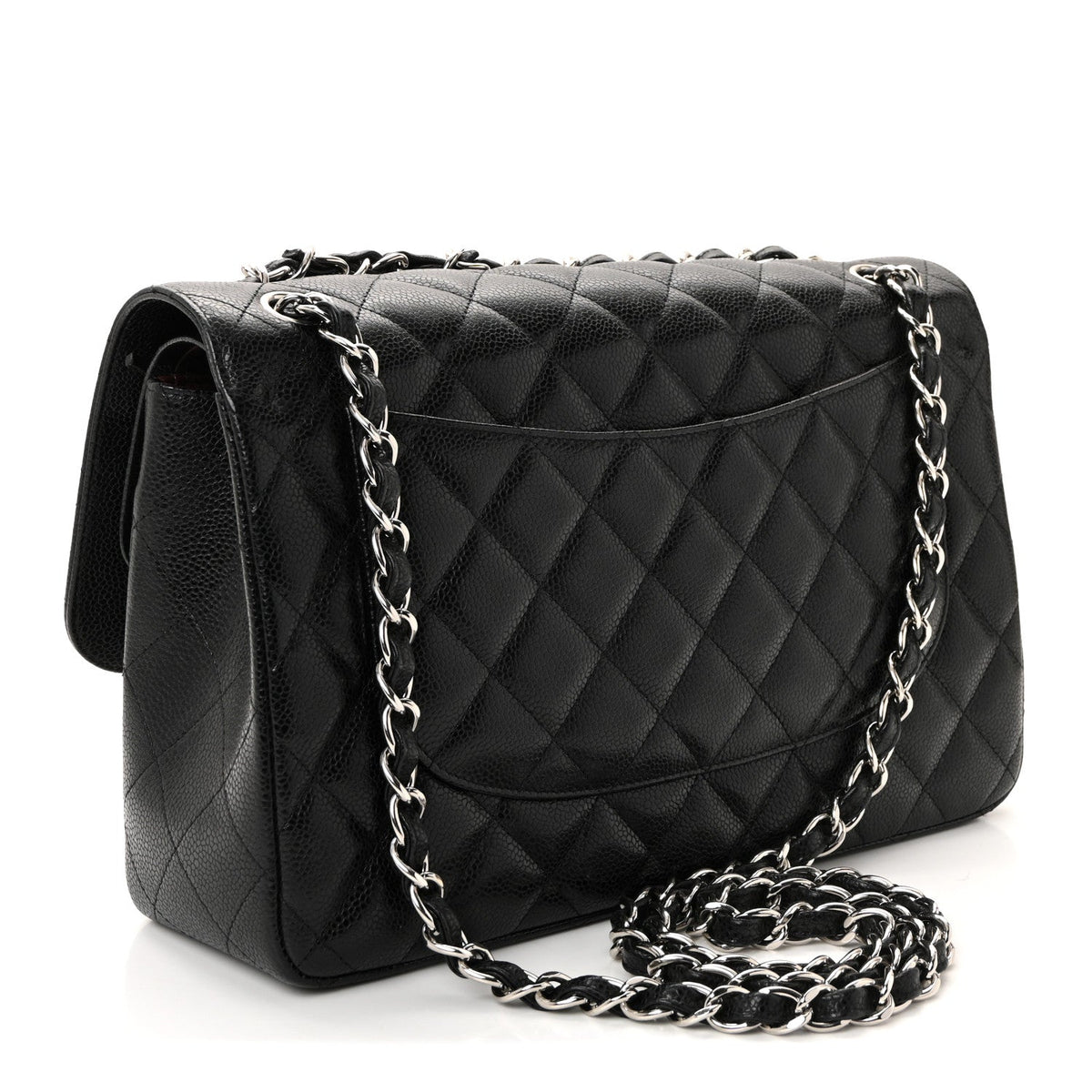 Caviar Quilted Jumbo Double Flap Black