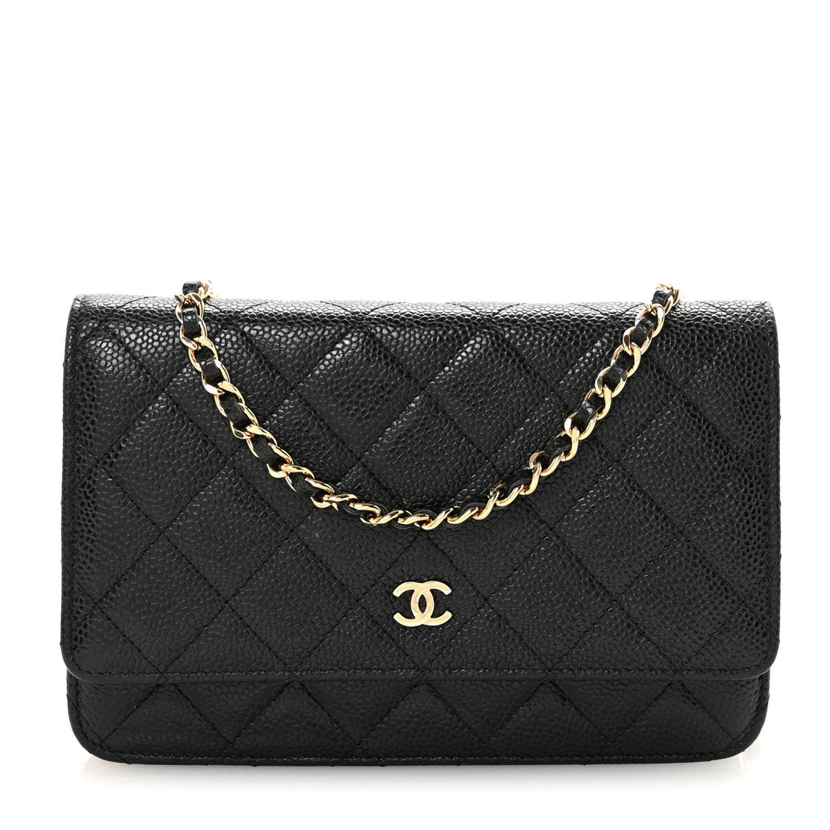 Caviar Quilted Wallet on Chain WOC Black