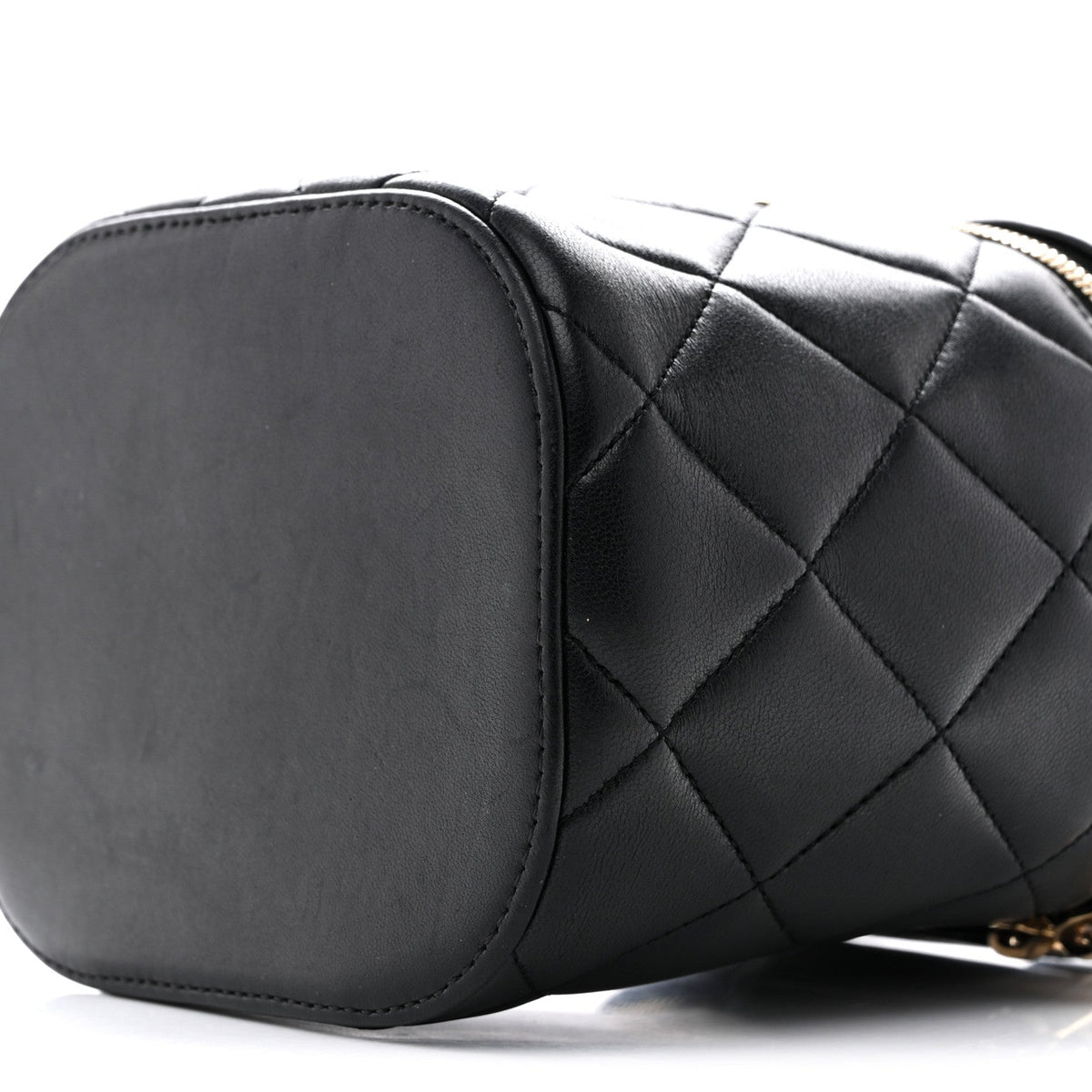 Lambskin Quilted Trendy Vanity Case Black