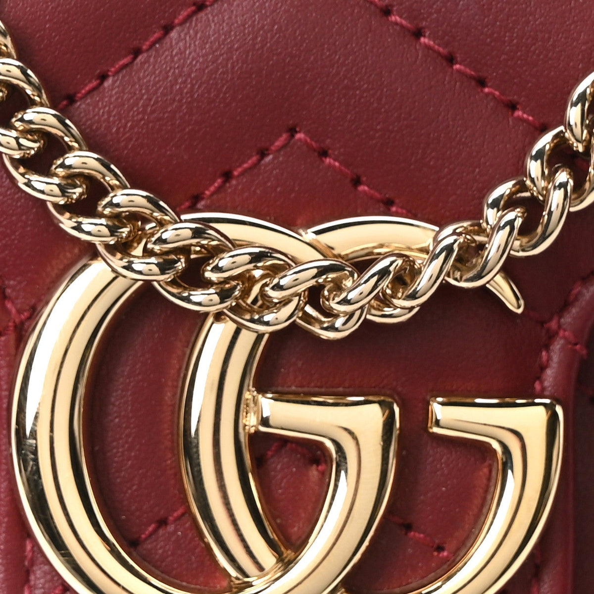 Calfskin Matelasse Super Mini GG Marmont Shoulder Bag Rosso Ancora