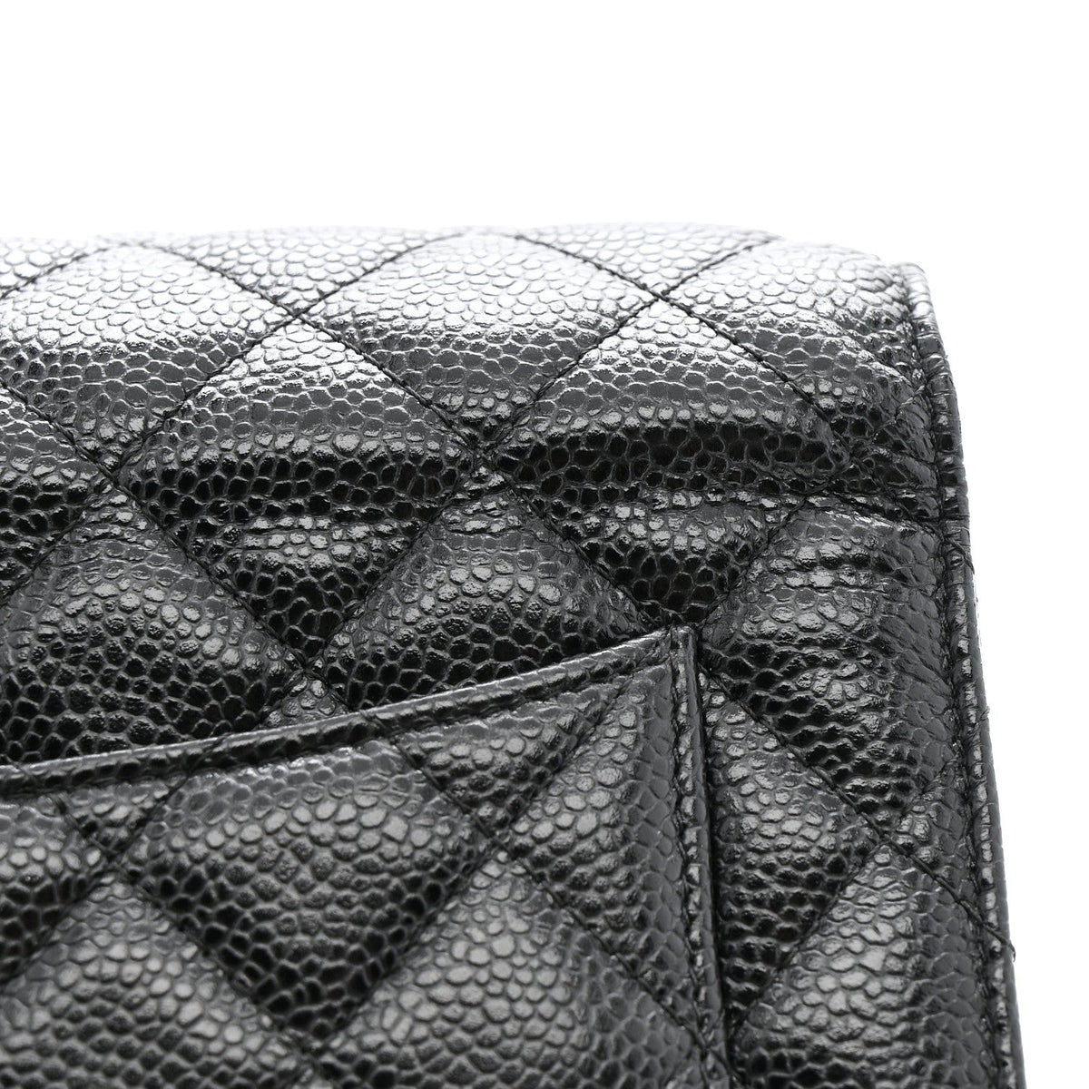 Caviar Quilted Wallet on Chain WOC Black