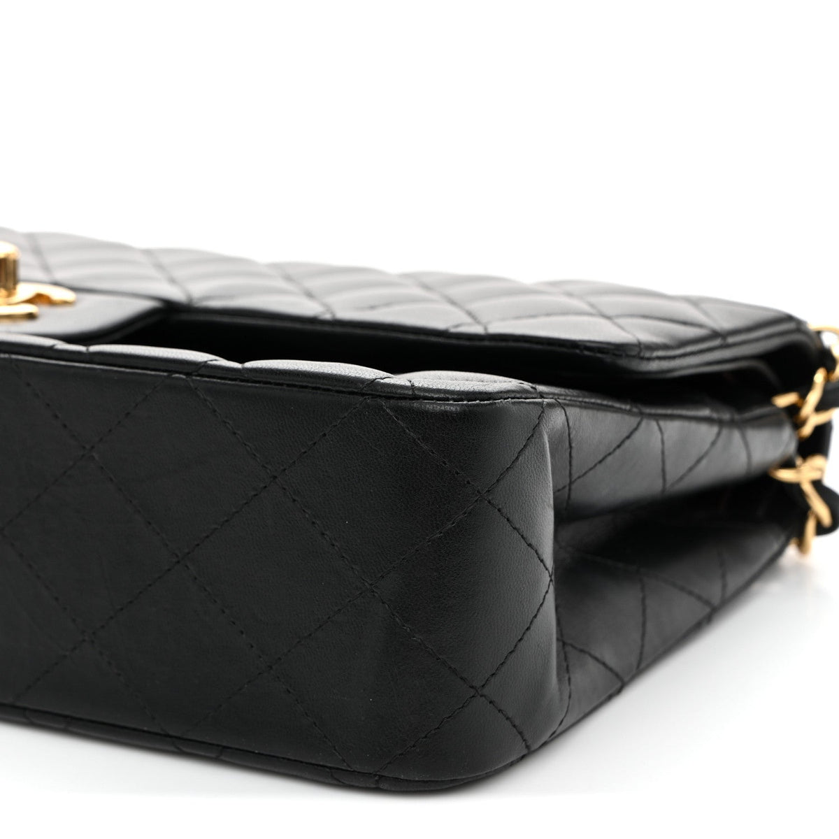Lambskin Quilted Medium Double Flap Black