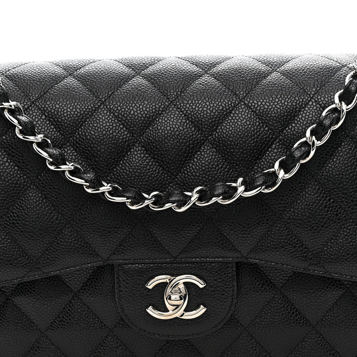 Caviar Quilted Jumbo Double Flap Black