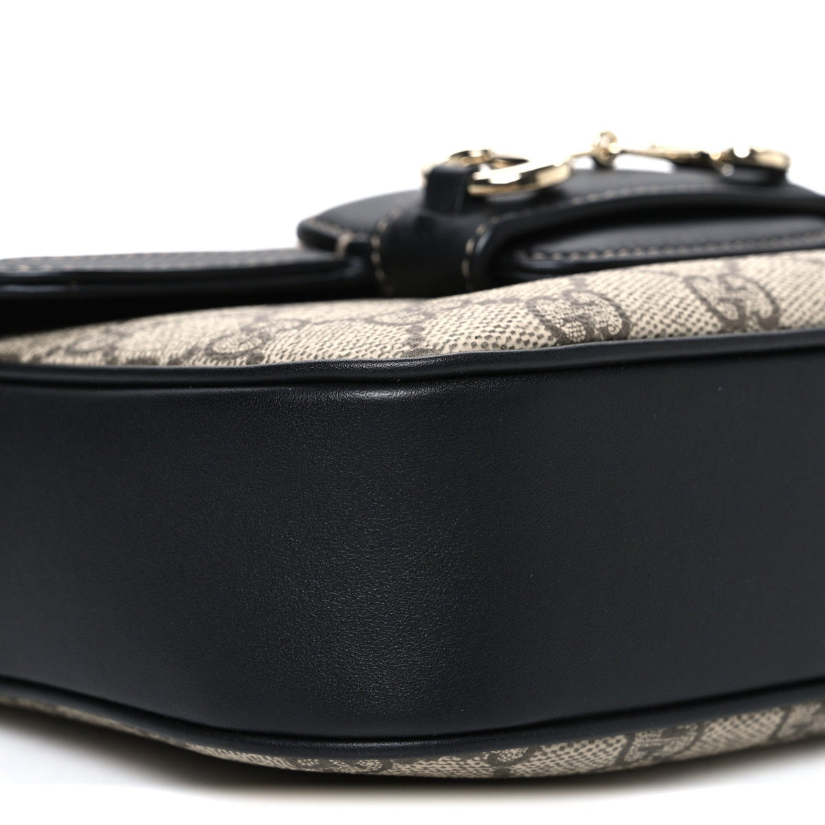 GG Supreme Monogram Horsebit 1955 Soft Small Shoulder Bag Beige Black