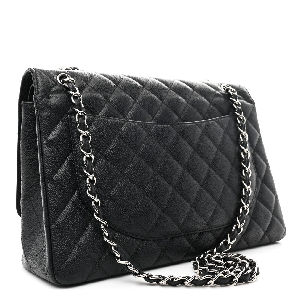 Caviar Quilted Maxi Double Flap Black