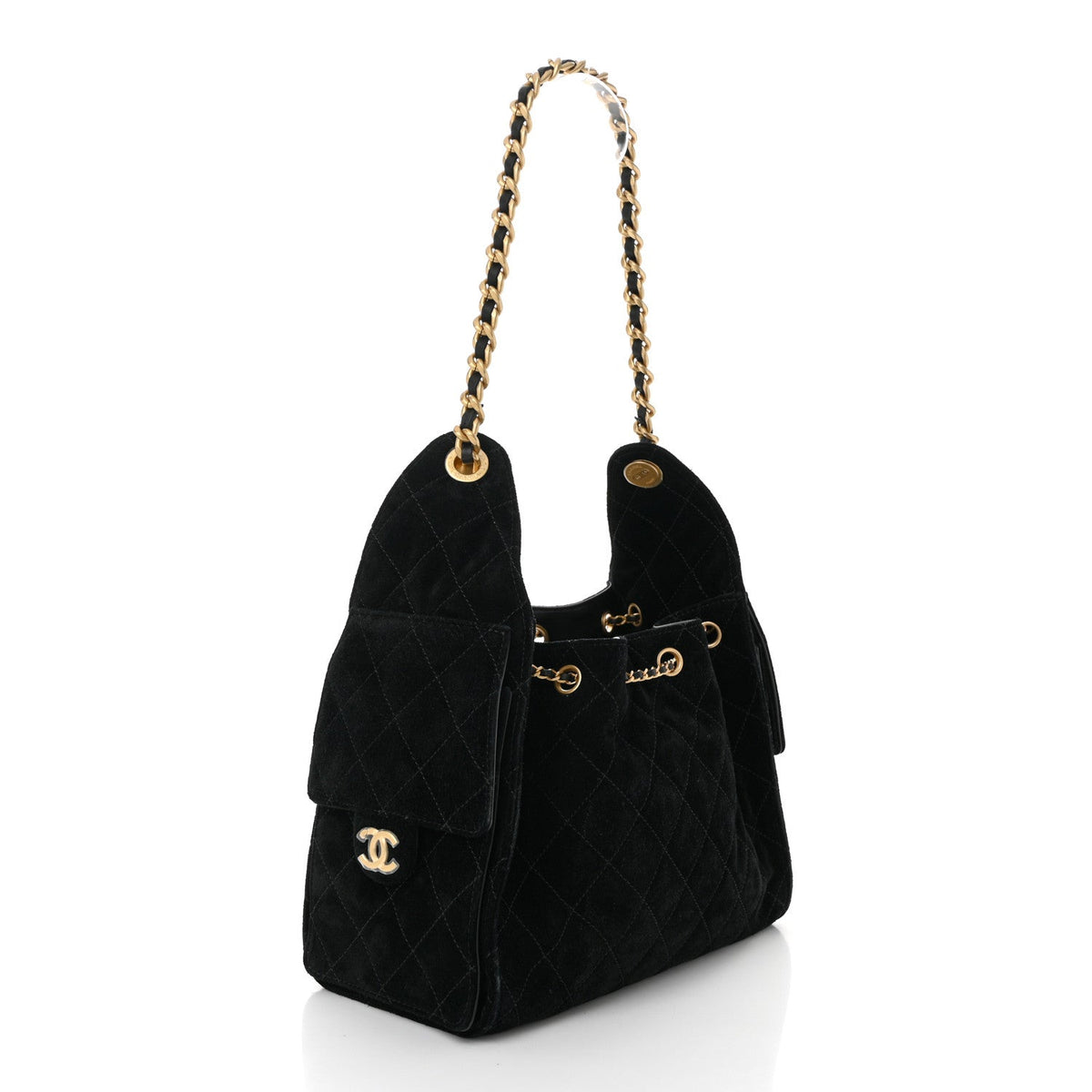 Suede Quilted Small Chanel 25 Handbag Black