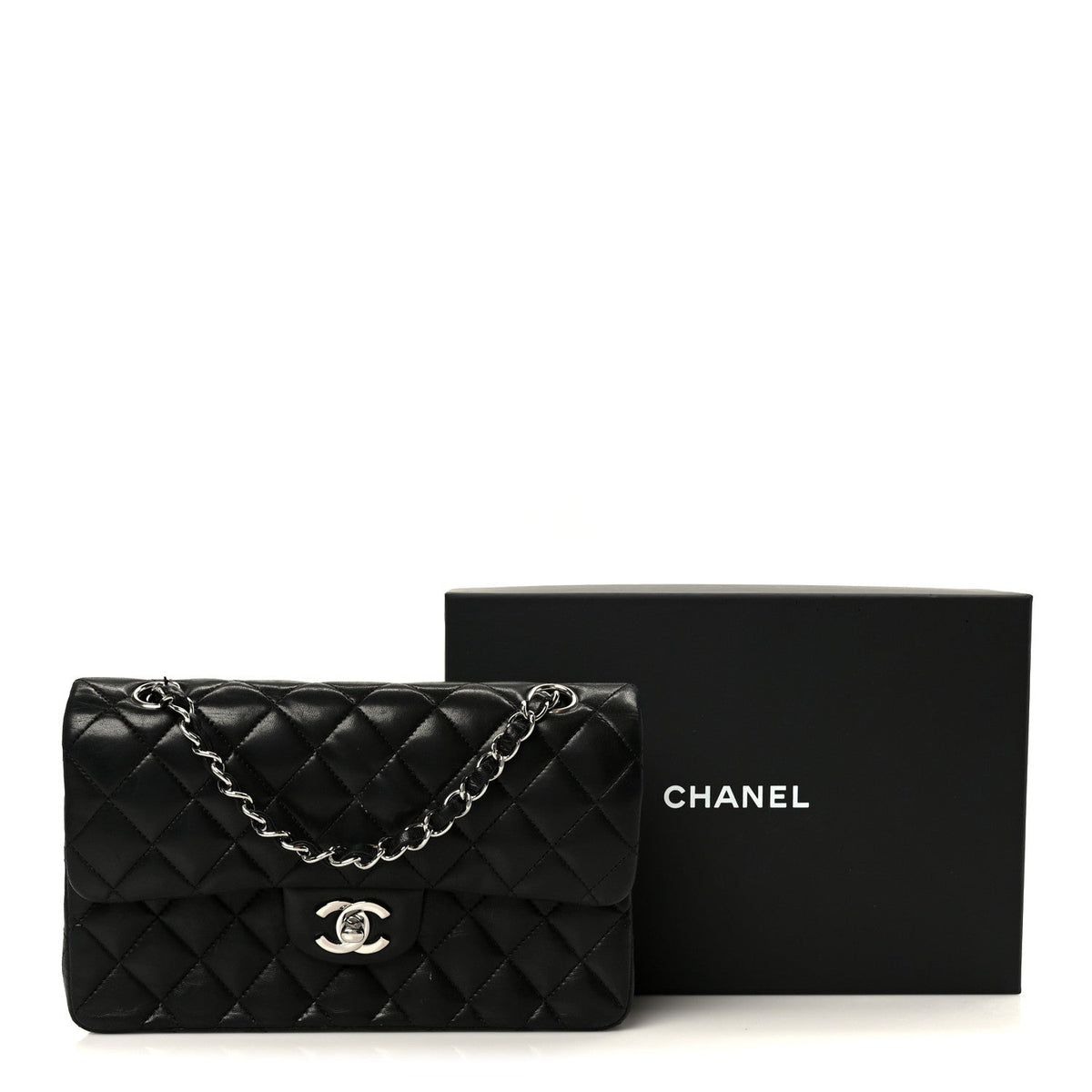 Lambskin Quilted Small Double Flap Black