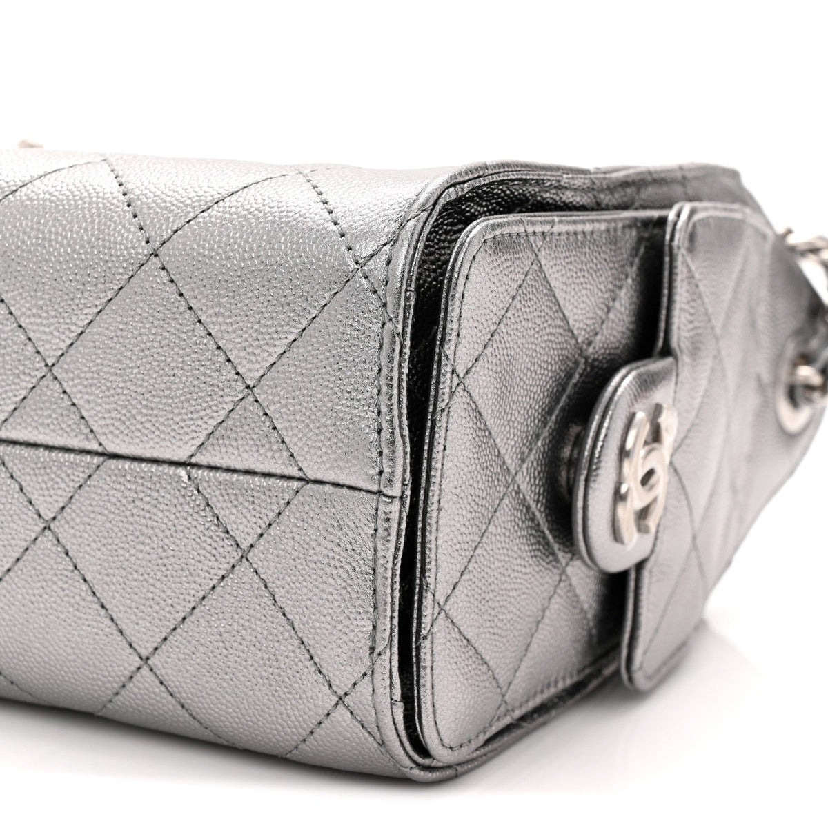 Metallic Caviar Quilted Mini Chanel 25 Handbag Anthracite