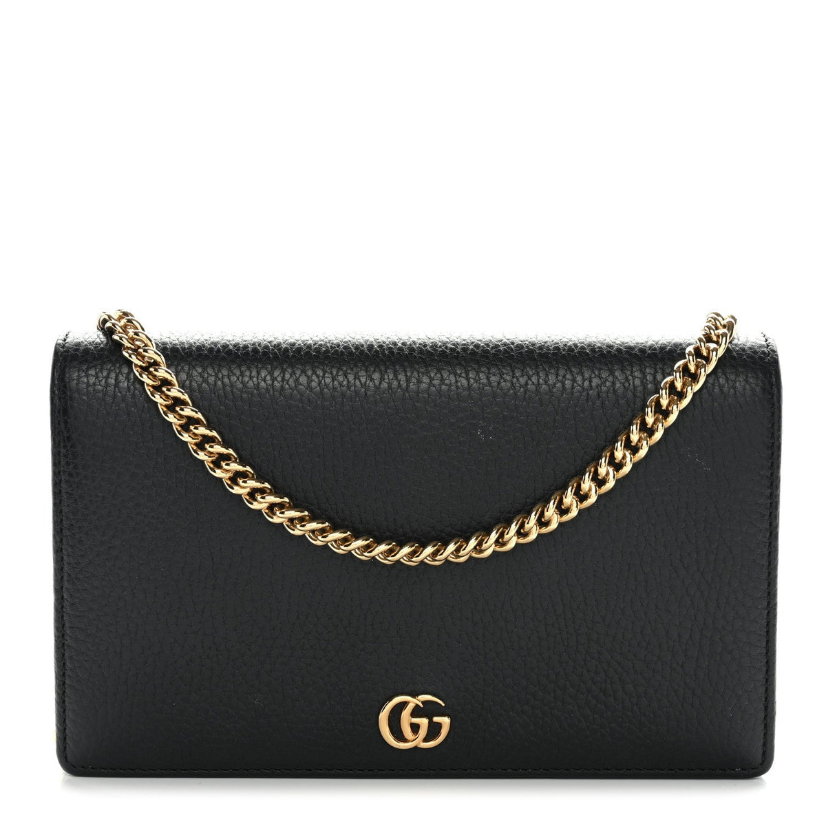 Calfskin Mini GG Marmont Chain Wallet Black