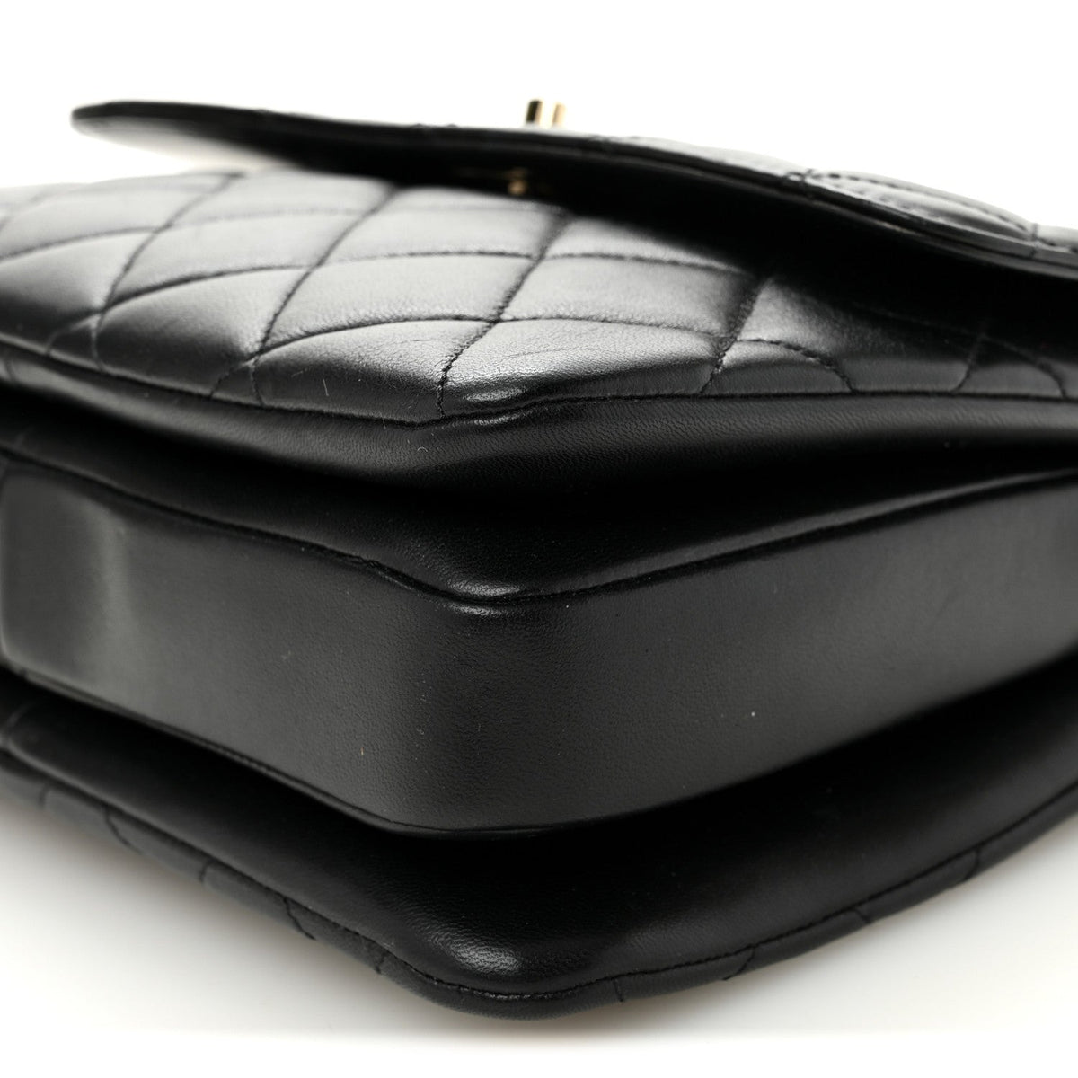 Lambskin Quilted Small Trendy CC Dual Handle Flap Bag Black