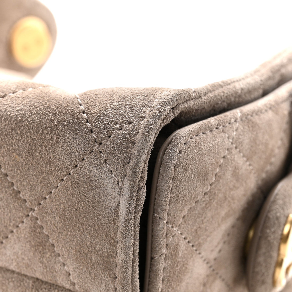 Suede Quilted Mini Chanel 25 Handbag Dark Grey