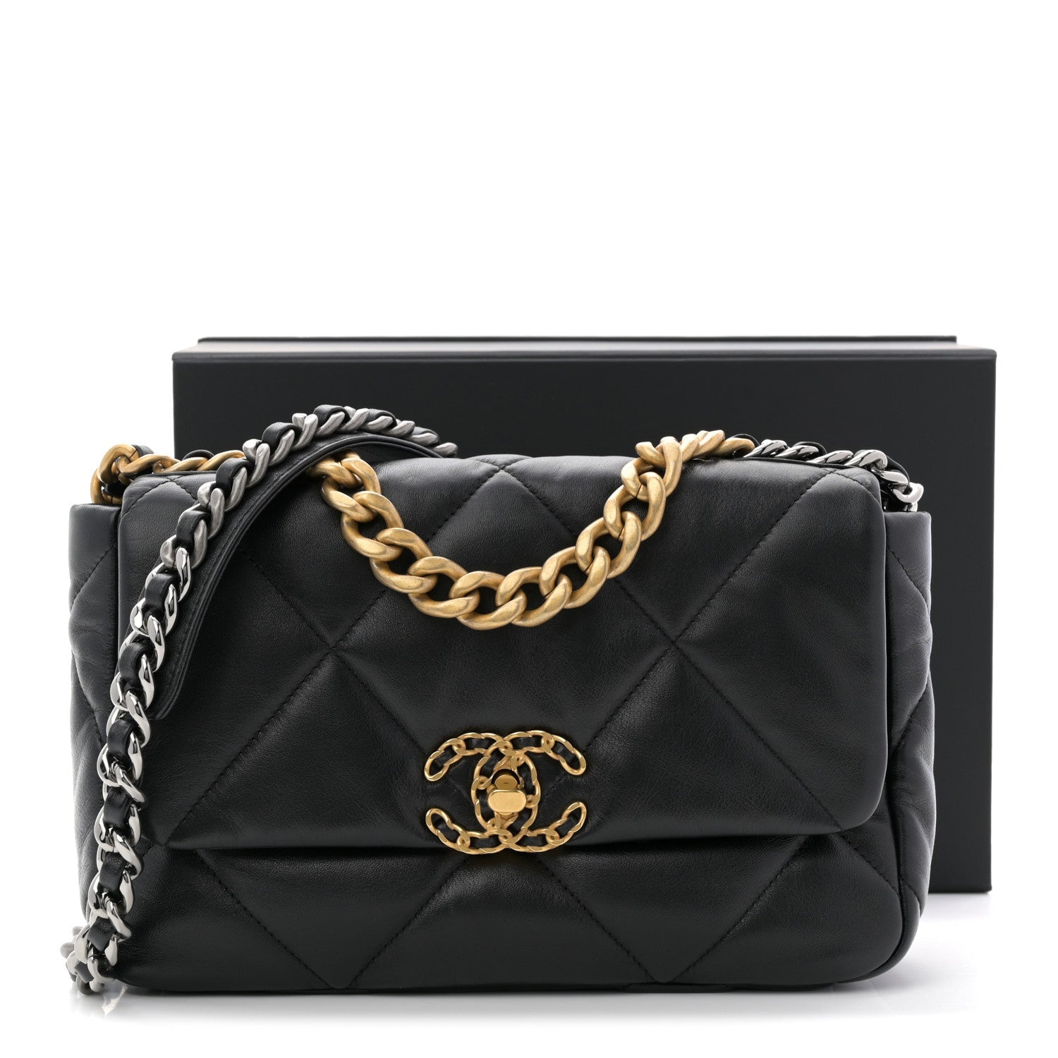 Lambskin Quilted Medium Chanel 19 Flap Black