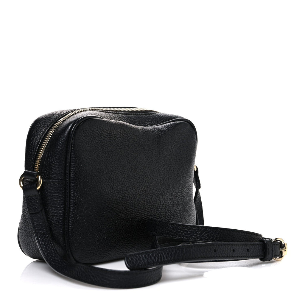 Pebbled Calfskin Small Soho Disco Bag Black