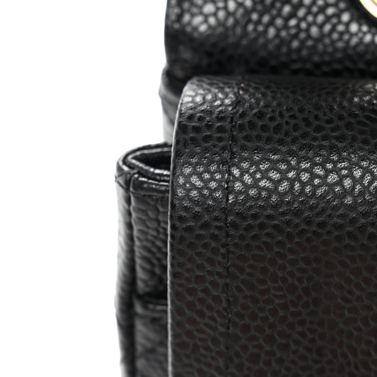 Caviar Quilted Medium Double Flap Black