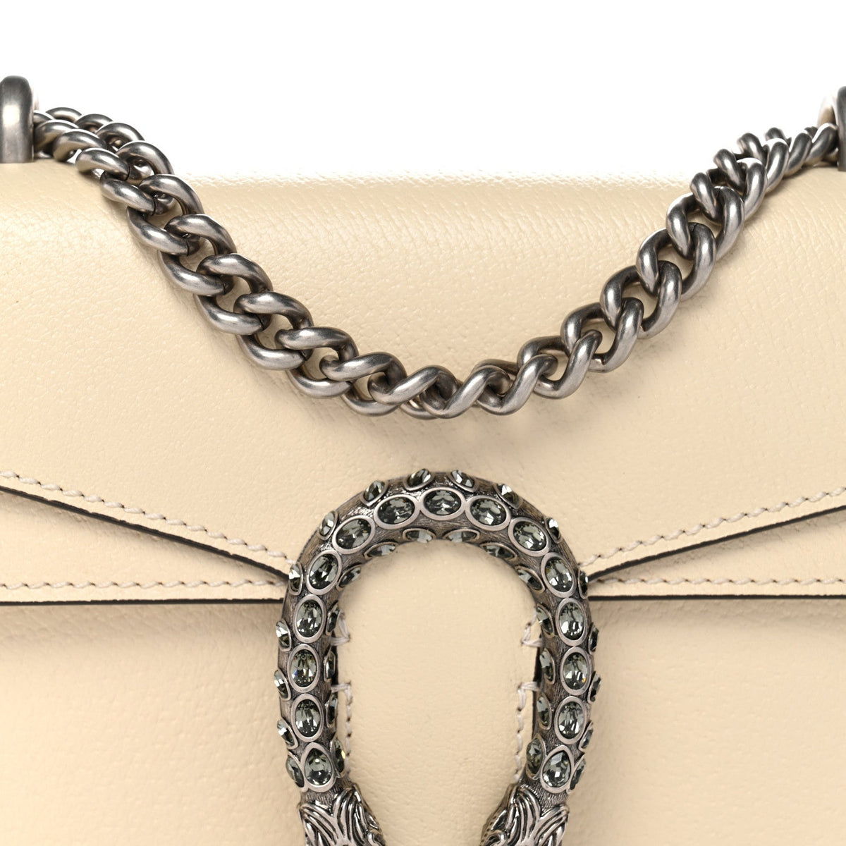 Textured Calfskin Crystal Mini Dionysus Shoulder Bag Mystic White
