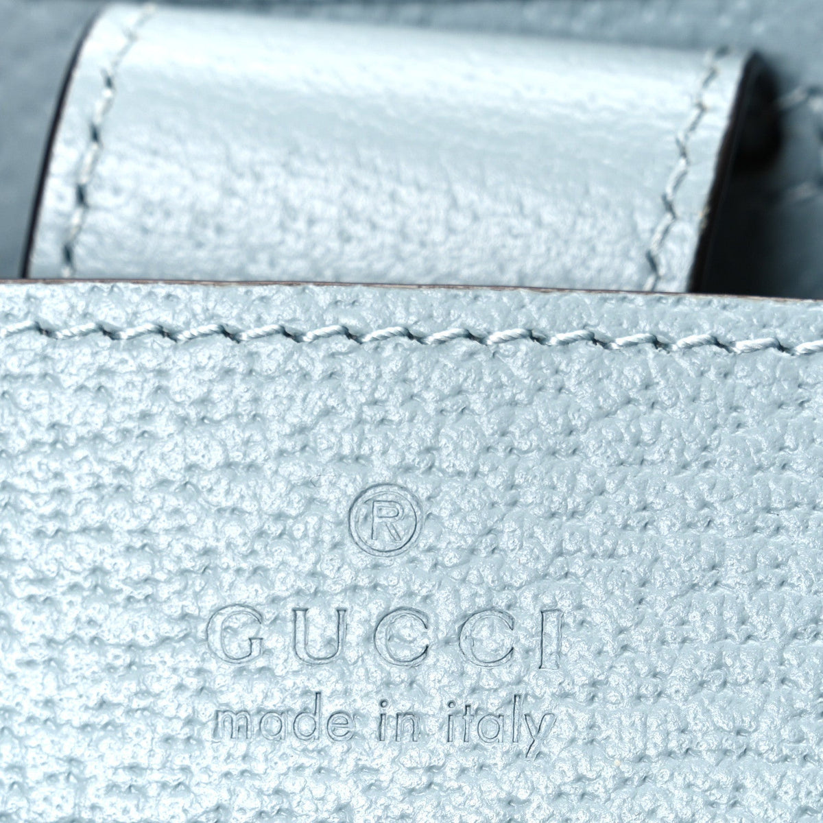 GG Supreme Monogram Textured Dollar Calfskin Web Small Ophidia Bucket Shoulder Bag Dusty Blue