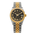 Stainless Steel 18K Yellow Gold Diamond 31mm Oyster Perpetual Datejust Watch Dark Grey Roman 278243