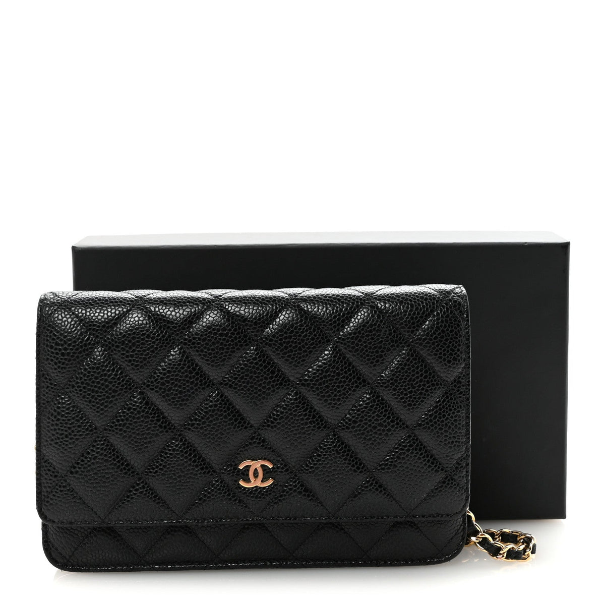 Caviar Quilted Wallet On Chain WOC Black