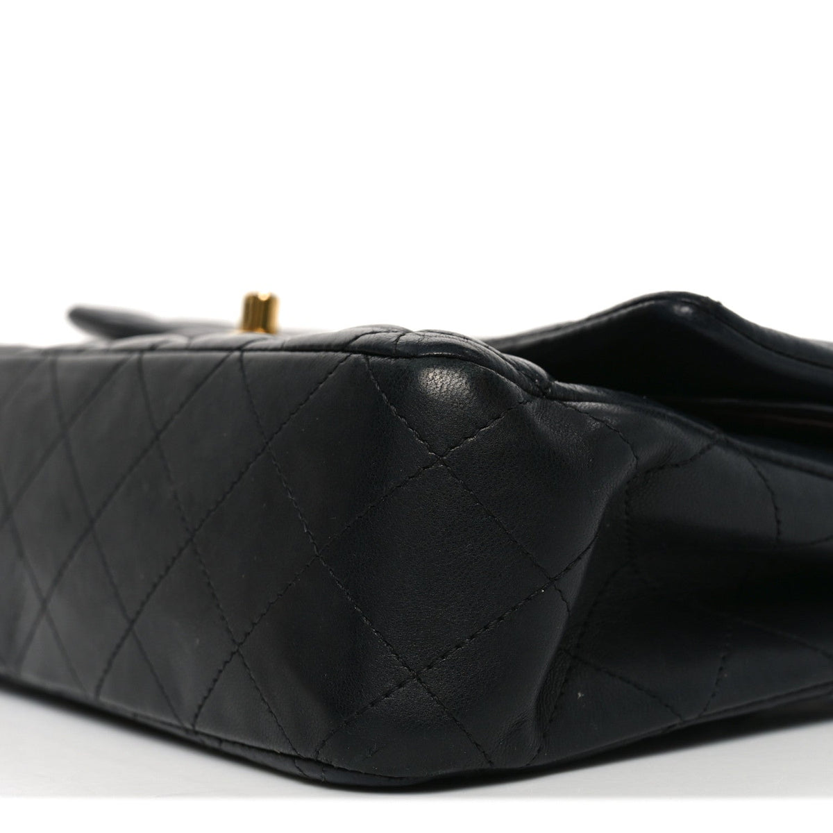 Lambskin Quilted Medium Double Flap Black