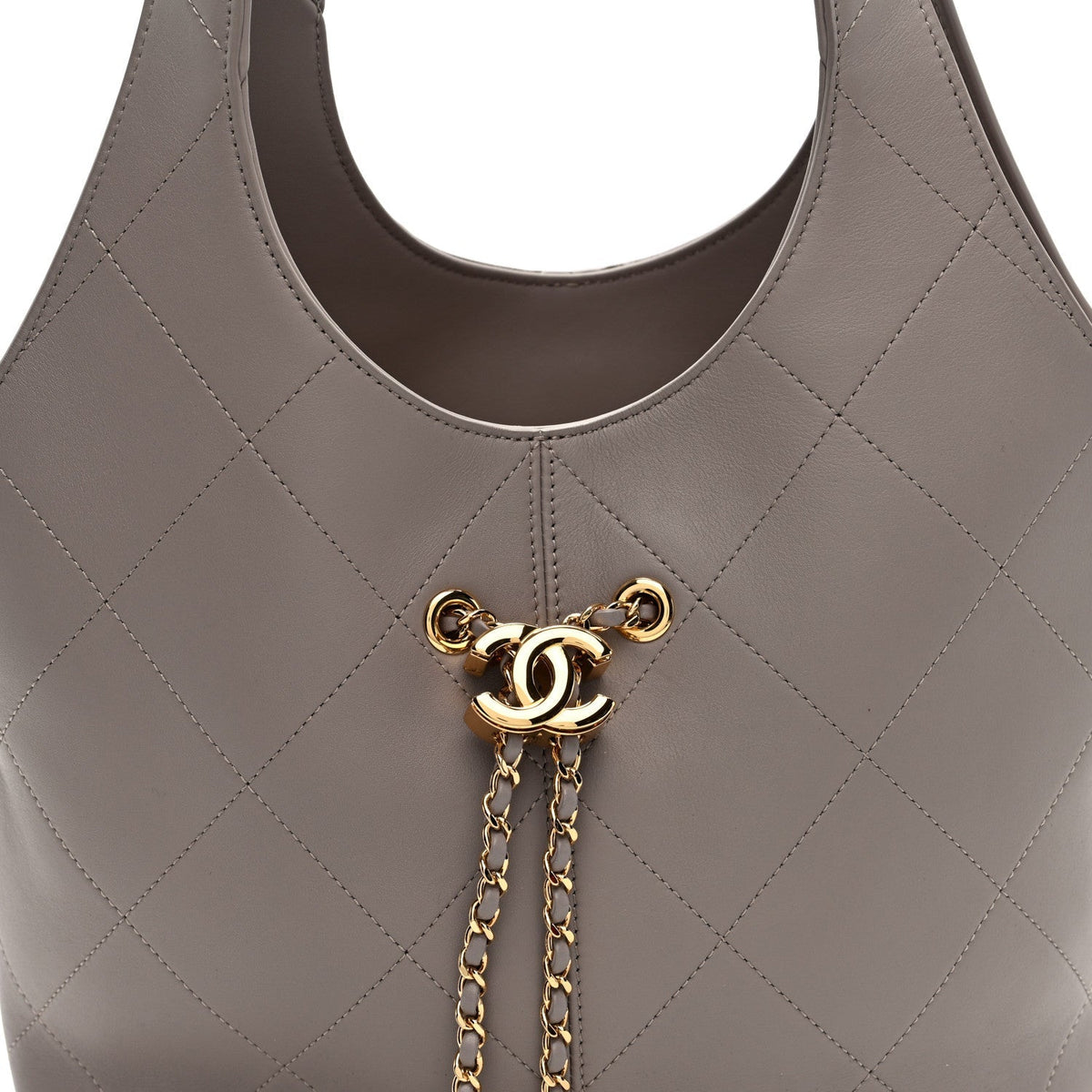 Calfskin Quilted Shopping Bag Dark Grey