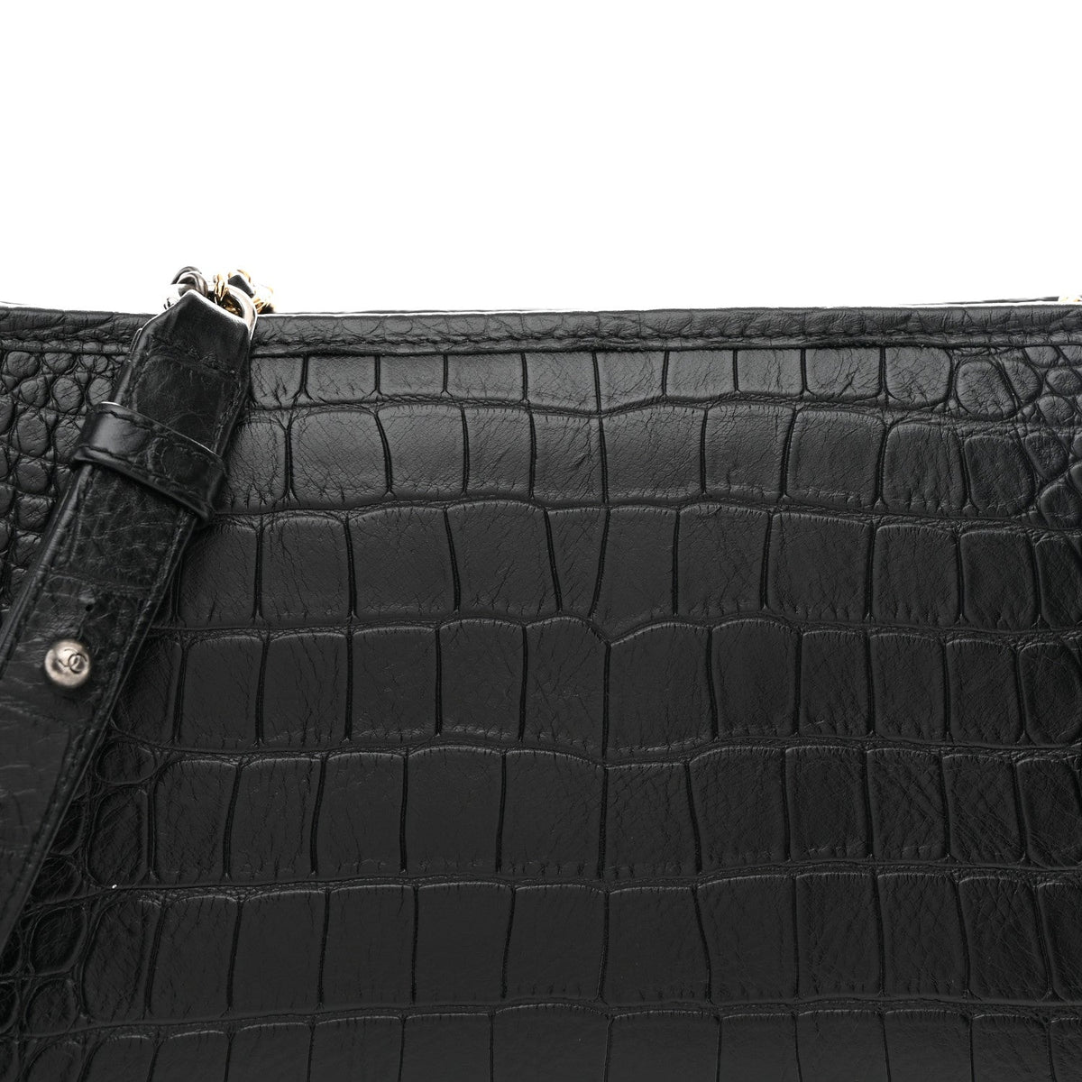 Crocodile Embossed Calfskin Medium Gabrielle Cocodile Hobo Black