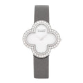 18K White Gold Satin Diamond Bezel Mother of Pearl 30mm Alhambra Quartz Watch