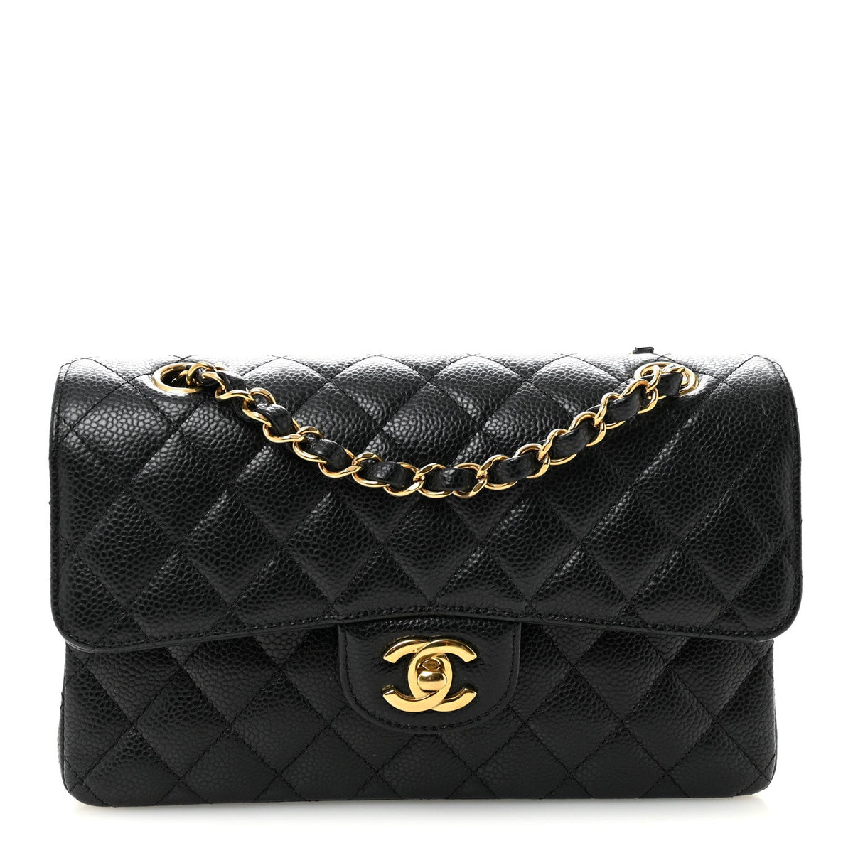 Caviar Quilted Small Double Flap Black