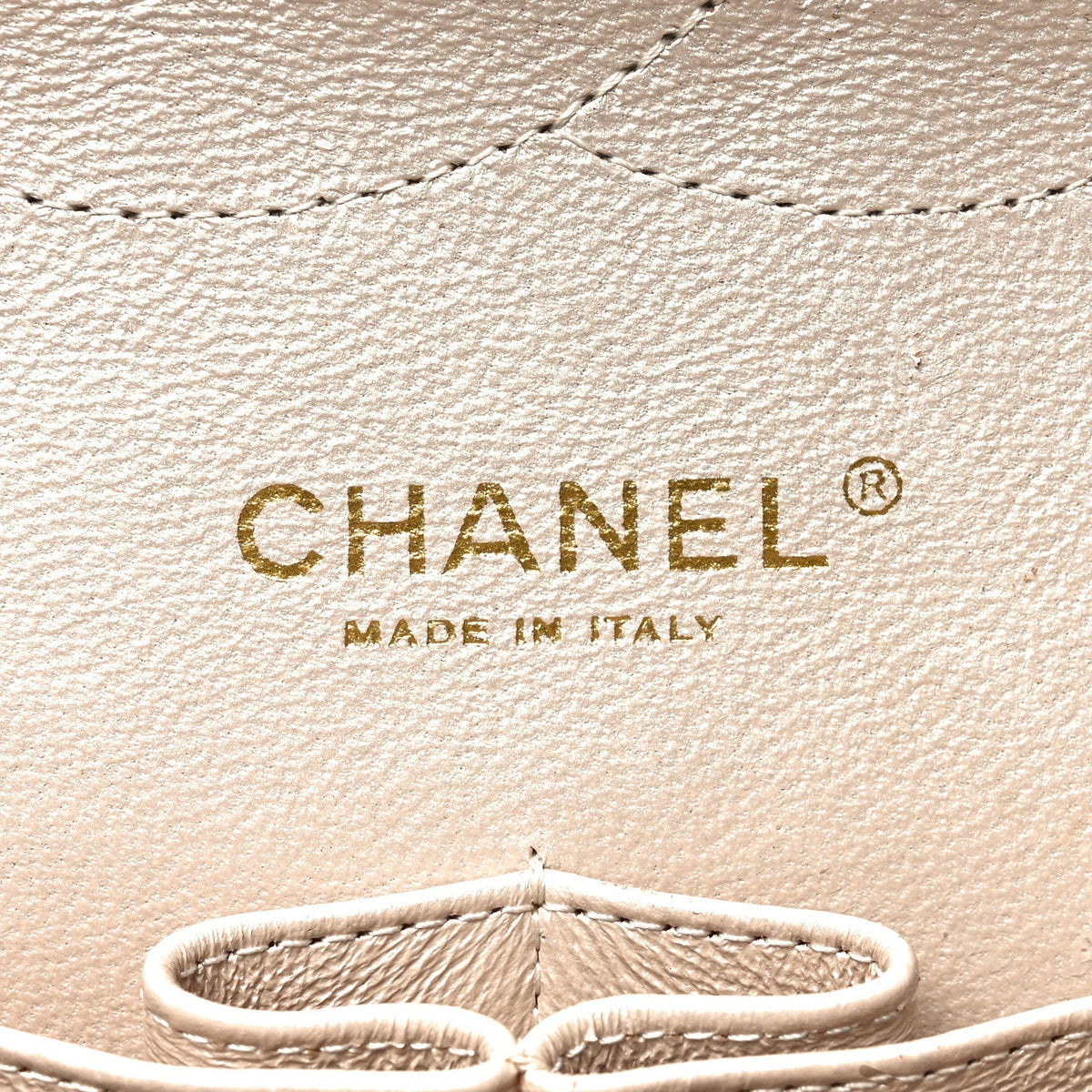 Iridescent Caviar Quilted Jumbo Double Flap Beige