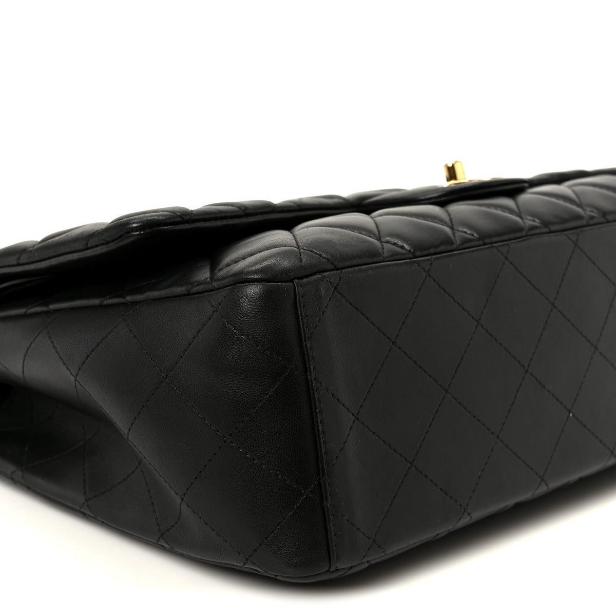 Lambskin Quilted Maxi Double Flap Black
