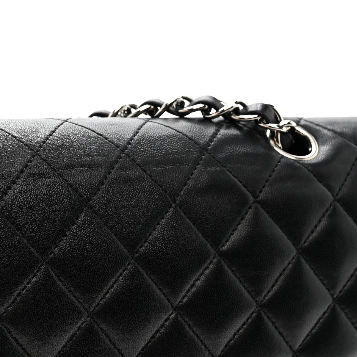 Lambskin Quilted Medium Double Flap Black