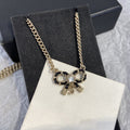 Chanel Black Leather Bowknot Necklace