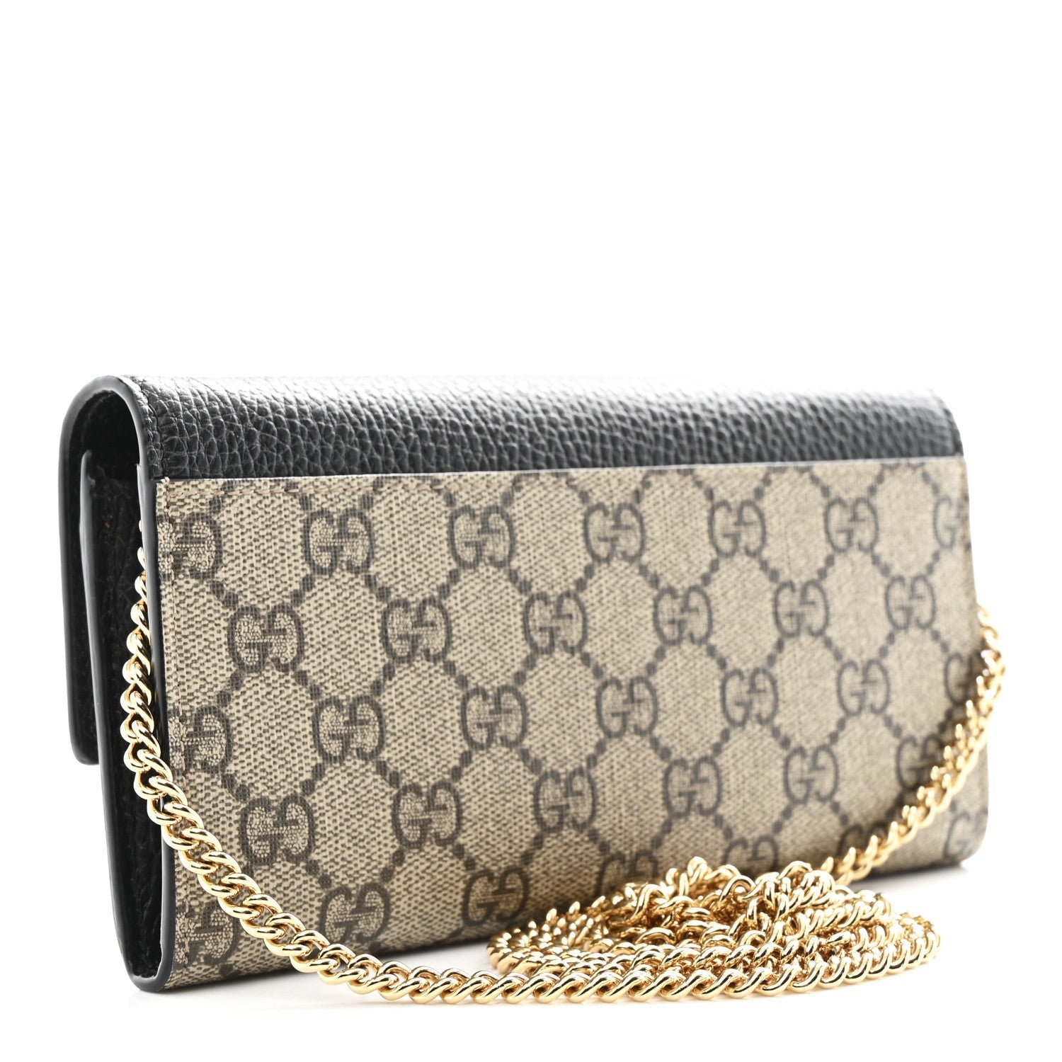 Dollar Calfskin GG Supreme Monogram Petite GG Marmont Wallet Chain Bag Black Beige Ebony