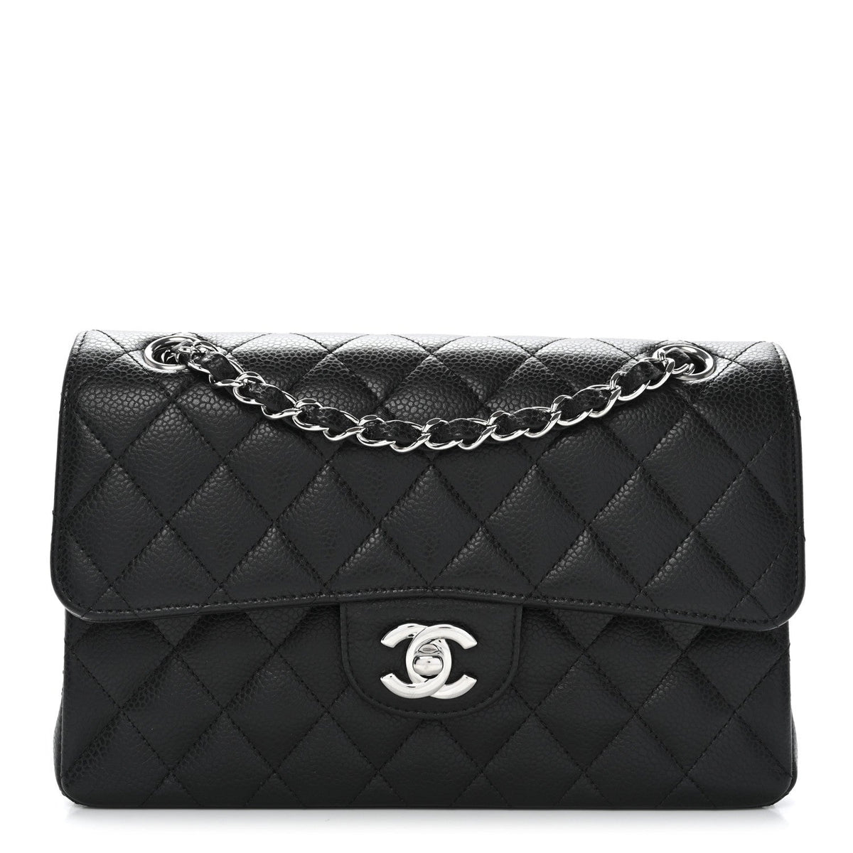Caviar Quilted Small Double Flap Black